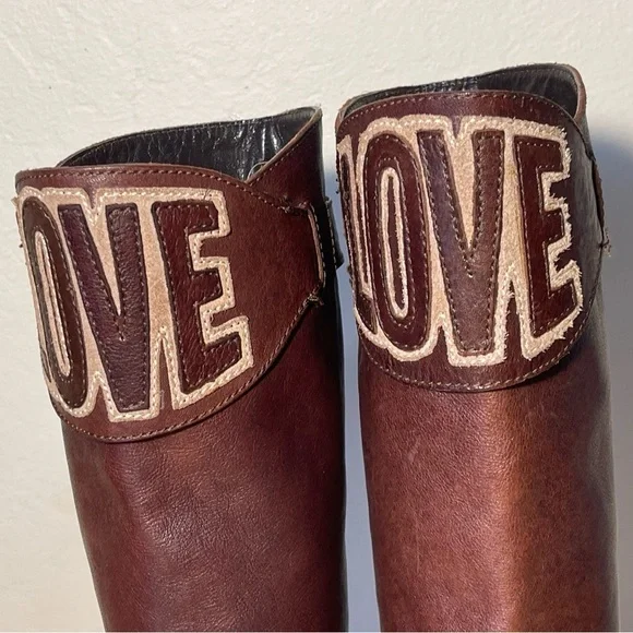 Love Moschino Love brown leather high boots - Picture 10 of 15